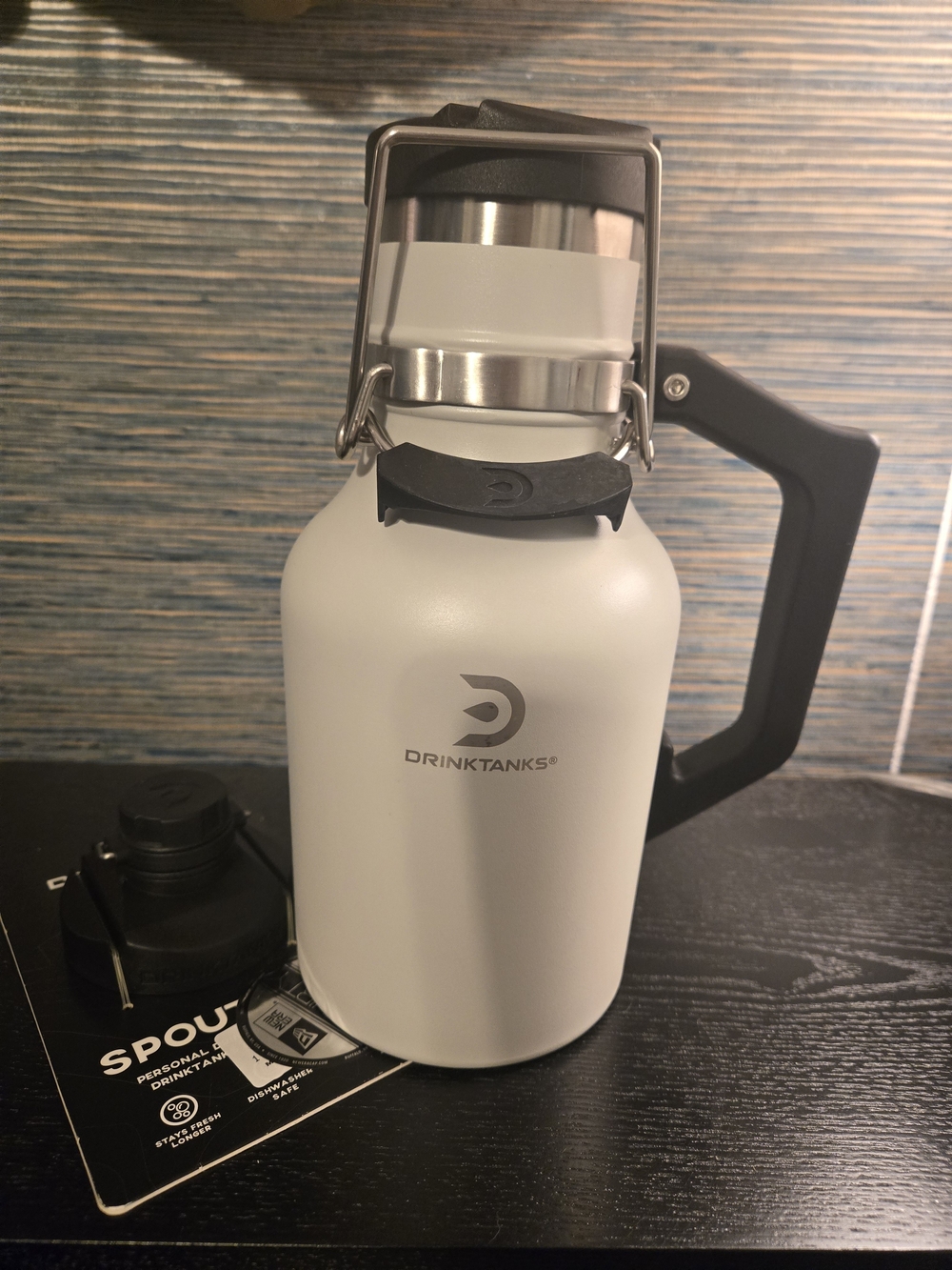 DrinkTanks White Insulated Growler with Black Handle